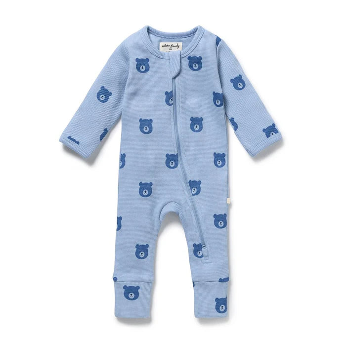 Bear Hugs Organic Waffle Zipsuit