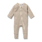 Nutmeg Stripe Organic Waffle Zipsuit