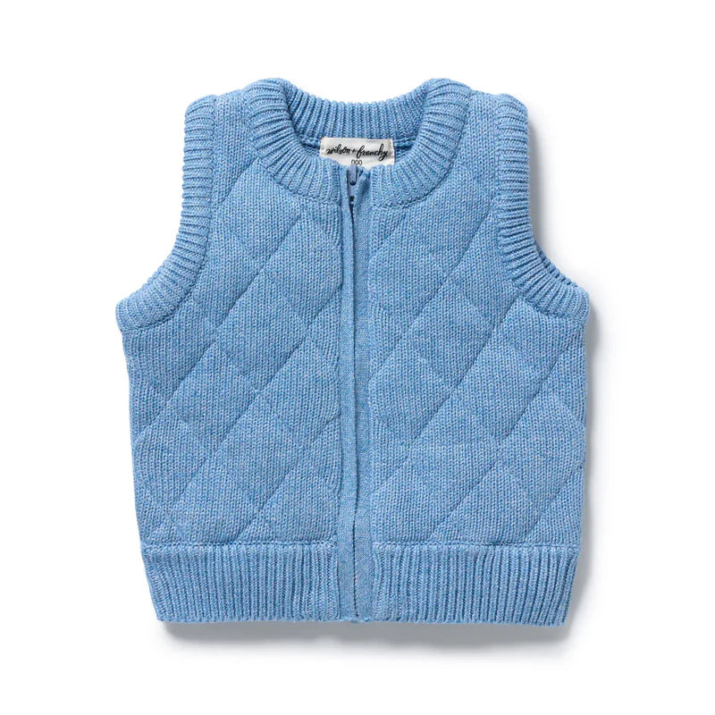 Frosted Blue Organic Knitted Vest
