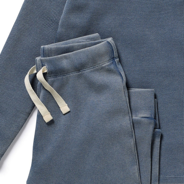 Twilight Blue Organic Waffle Henley Pyjamas