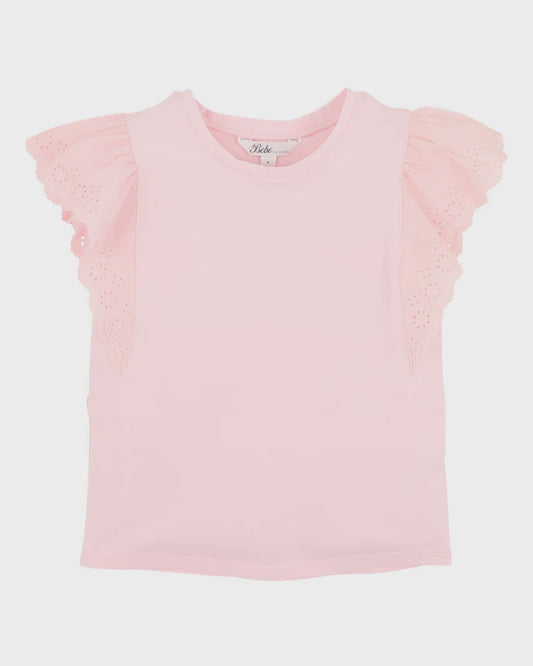 PINK BROIDERY TEE 3Y-7Y