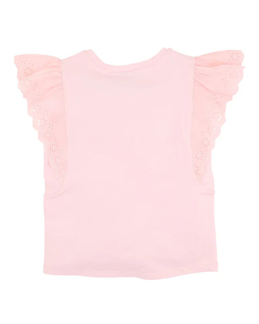 PINK BROIDERY TEE 3Y-7Y