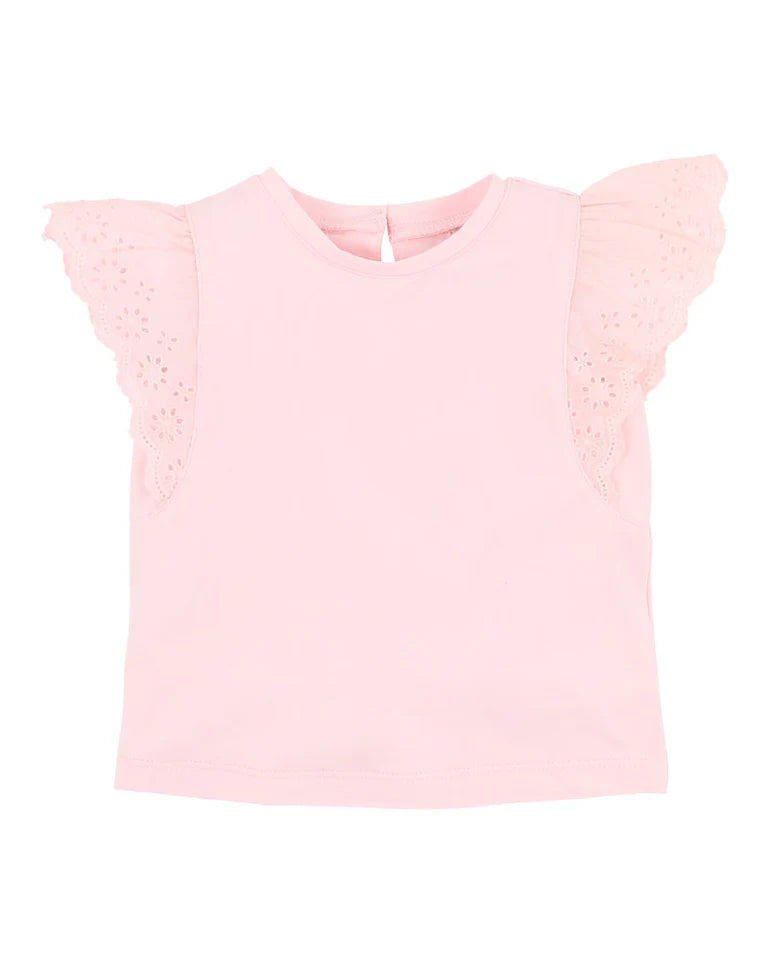 PINK BROIDERY TEE