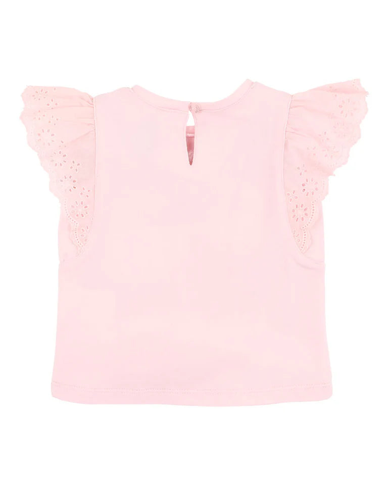 PINK BROIDERY TEE