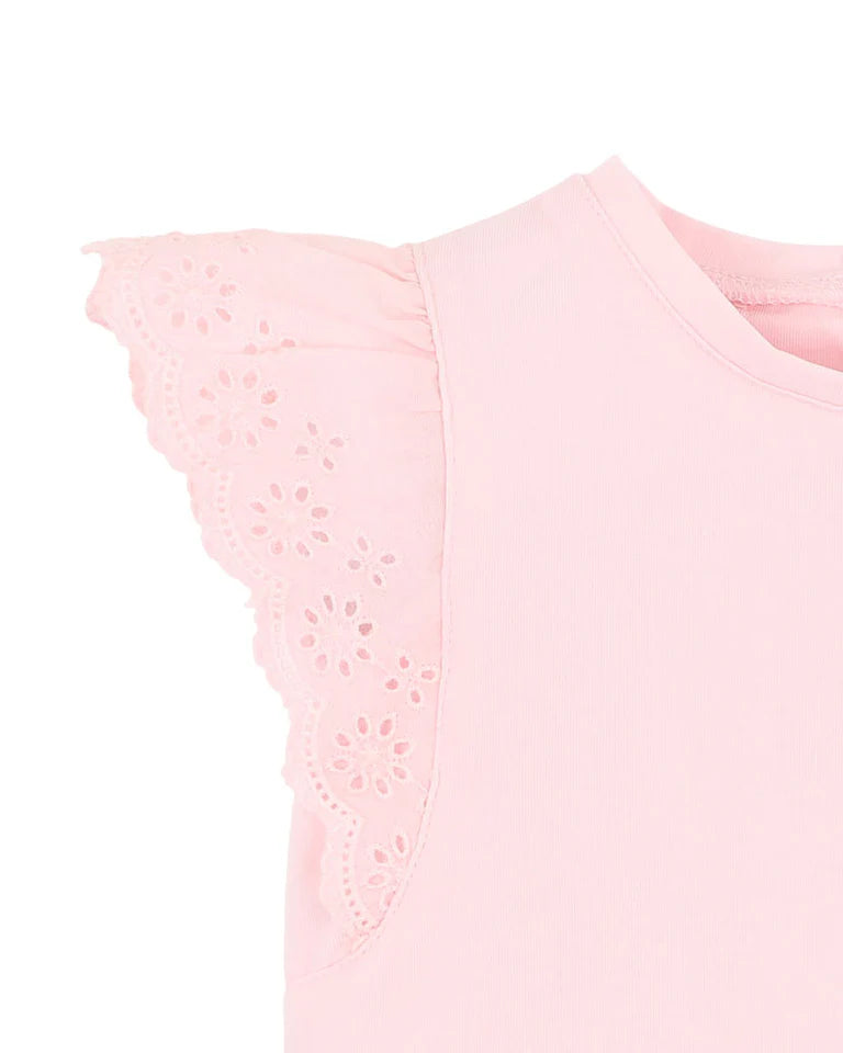 PINK BROIDERY TEE