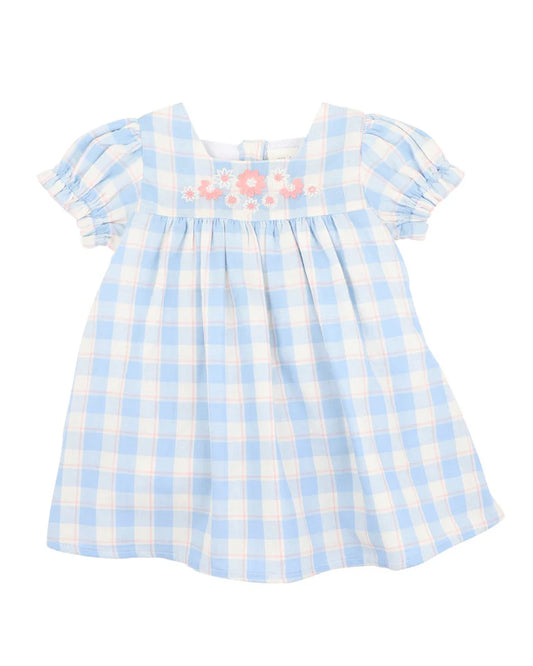 BONNIE CHECK  ORGANIC EMBROIDERED DRESS 3-7 YRS