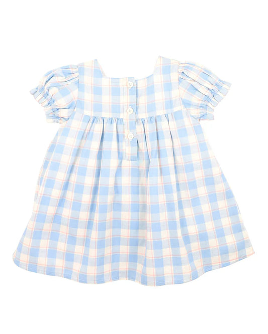 BONNIE CHECK  ORGANIC EMBROIDERED DRESS 3-7 YRS
