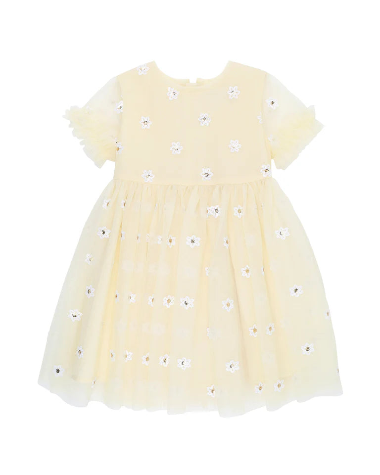 FESTIVE YELLOW SEQUIN DAISY DRESS 3-7YRS
