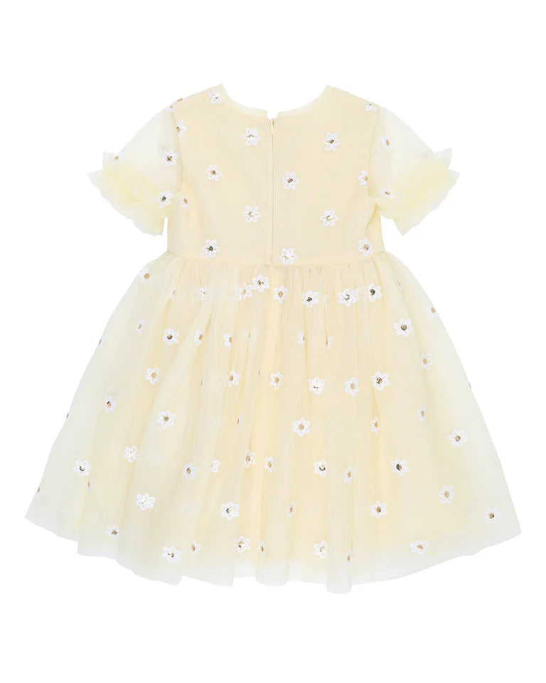 FESTIVE YELLOW SEQUIN DAISY DRESS 3-7YRS