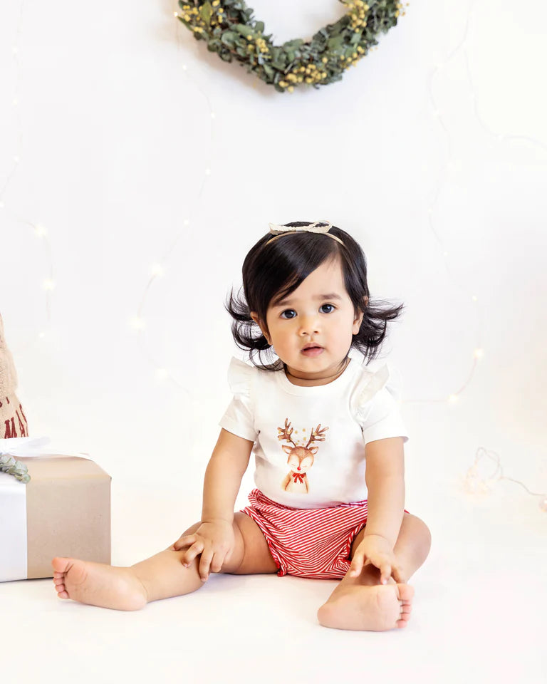 FESTIVE REINDEER BODYSUIT & SHORTS SET