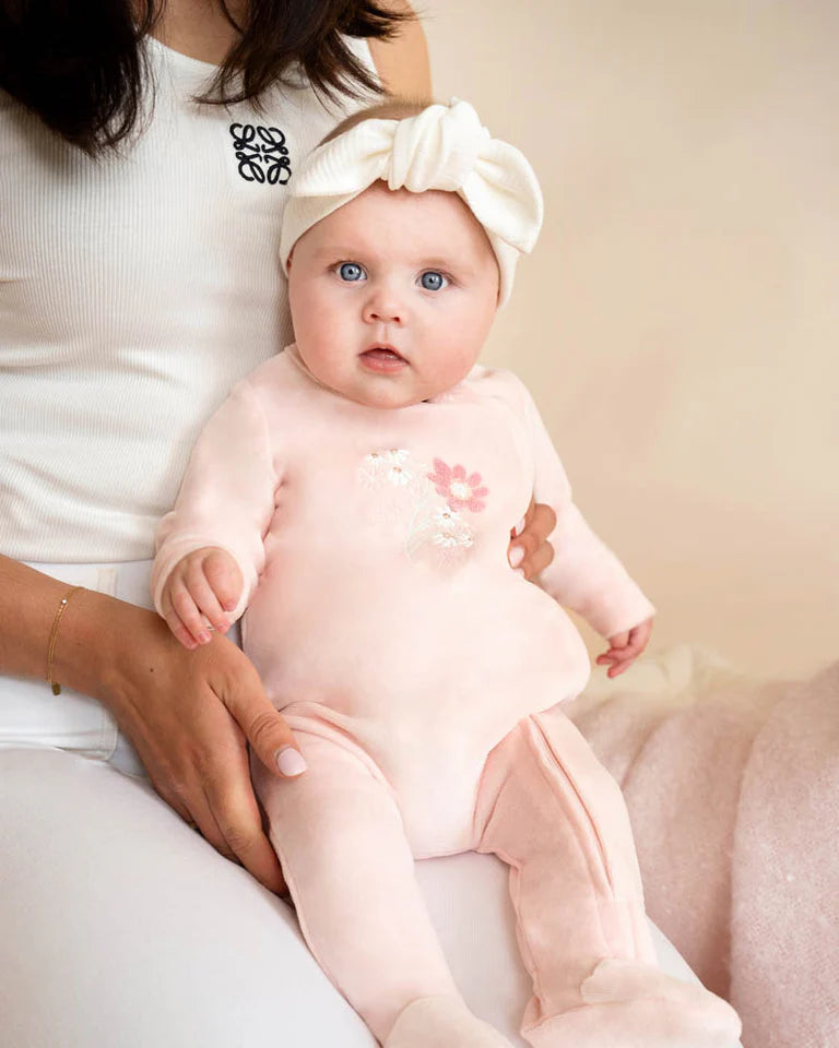 FERN VELOUR EMBROIDERED ZIP ONESIE