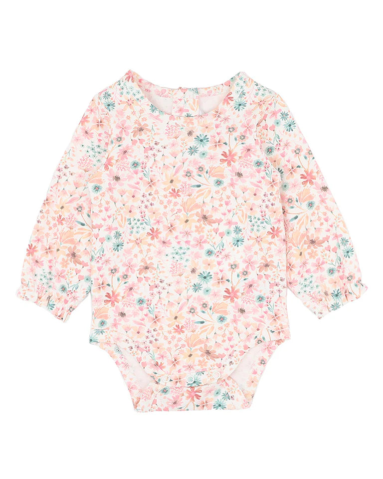 FERN FLORAL ORGANIC LS BOSYSUIT