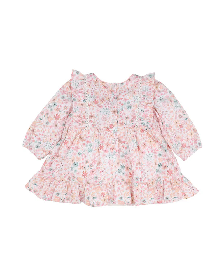 FERN FLORAL ORGANIC OVERLAY DRESS