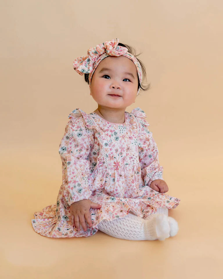 FERN FLORAL ORGANIC OVERLAY DRESS