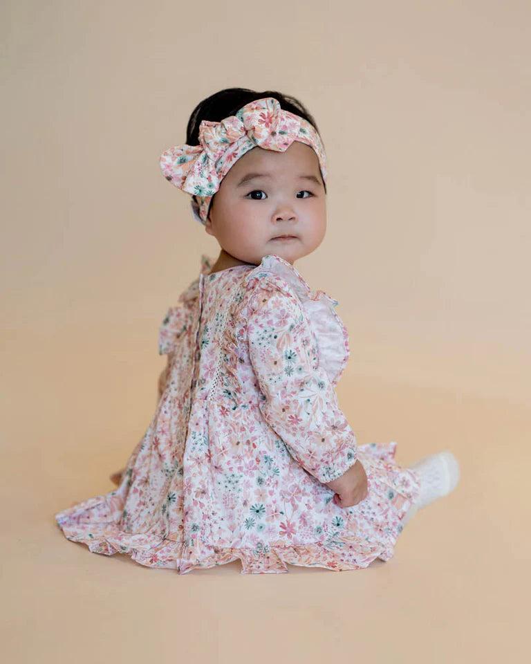 FERN FLORAL ORGANIC OVERLAY DRESS