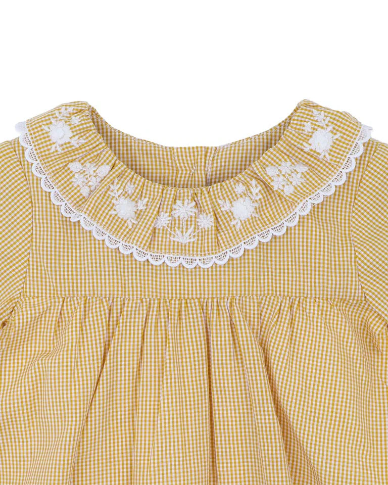 WINNIE EMB. GINGHAM OVERLAY DRESS