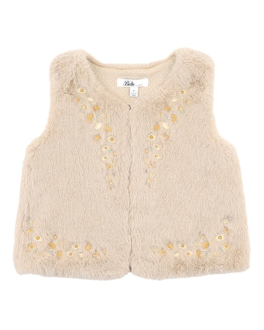 WINNIE EMB. FAUX FUR VEST 3-7 YRS