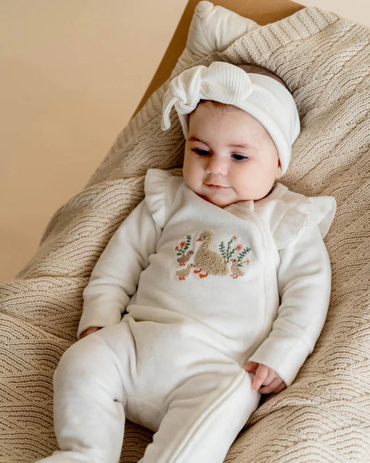 EMMY VELOUR ZIP ONESIE