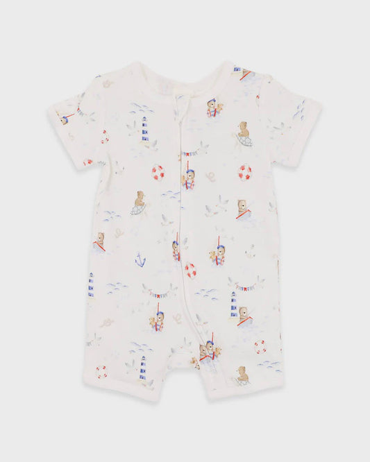 AXEL PRINT ORGANIC SS ZIP ROMPER