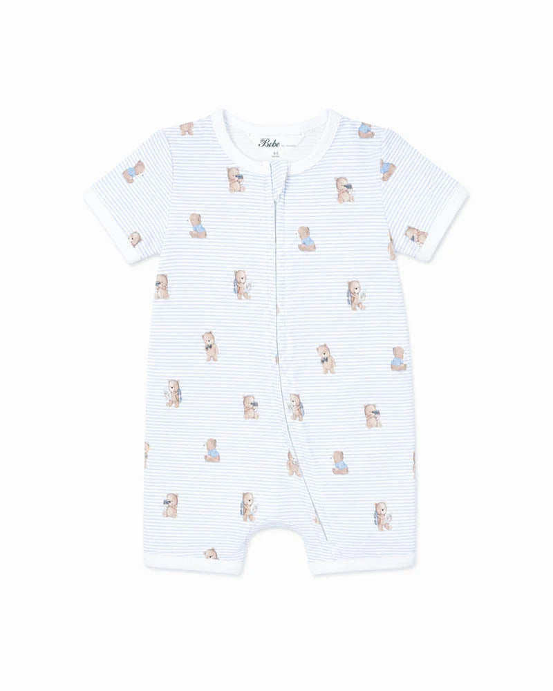 BRADY STRIPE ORGANIC SS ZIP ROMPER