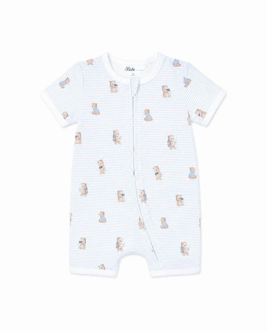 BRADY STRIPE ORGANIC SS ZIP ROMPER