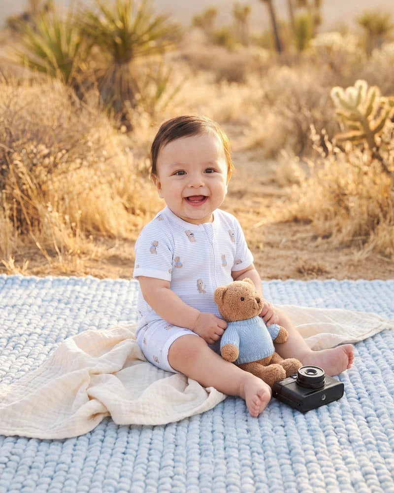BRADY STRIPE ORGANIC SS ZIP ROMPER