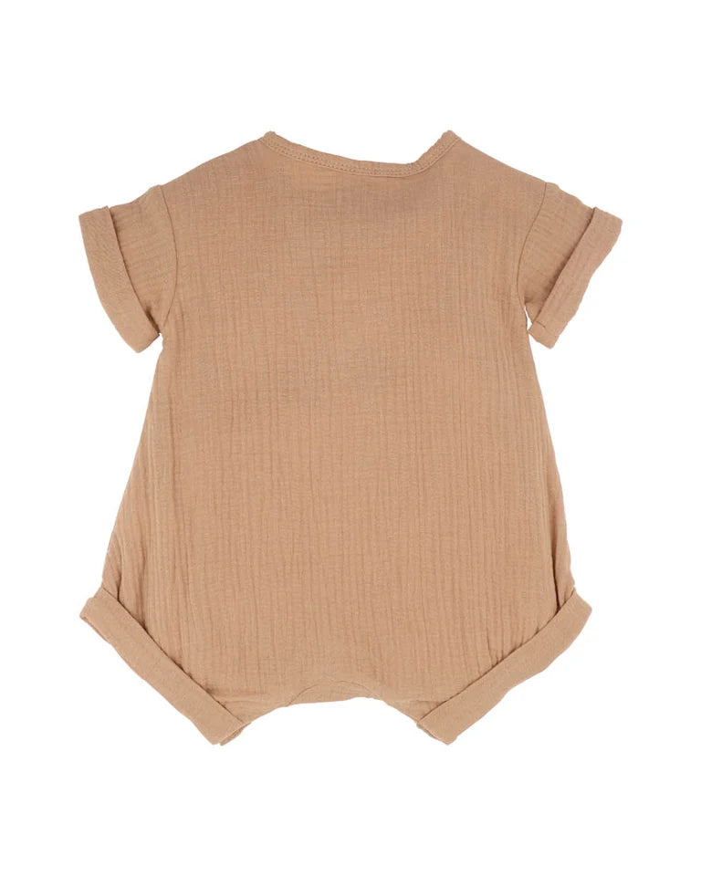 SWAY TEXTURED EMBROIDERED LION ROMPER