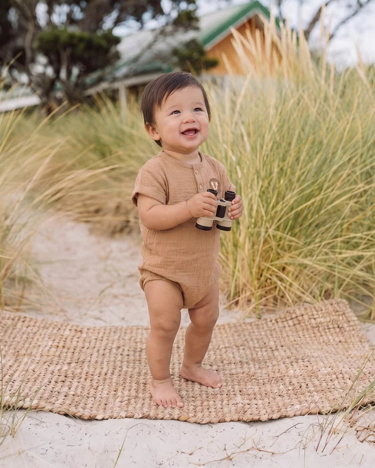 SWAY TEXTURED EMBROIDERED LION ROMPER