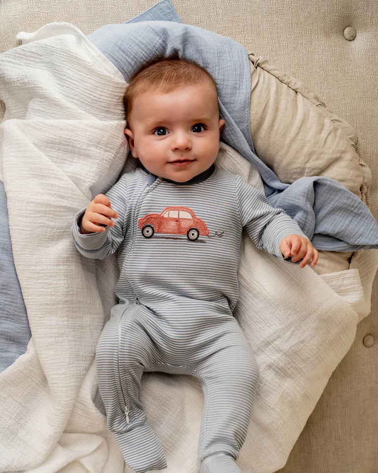 ALVIN STRIPE ORGANIC ZIPSUIT