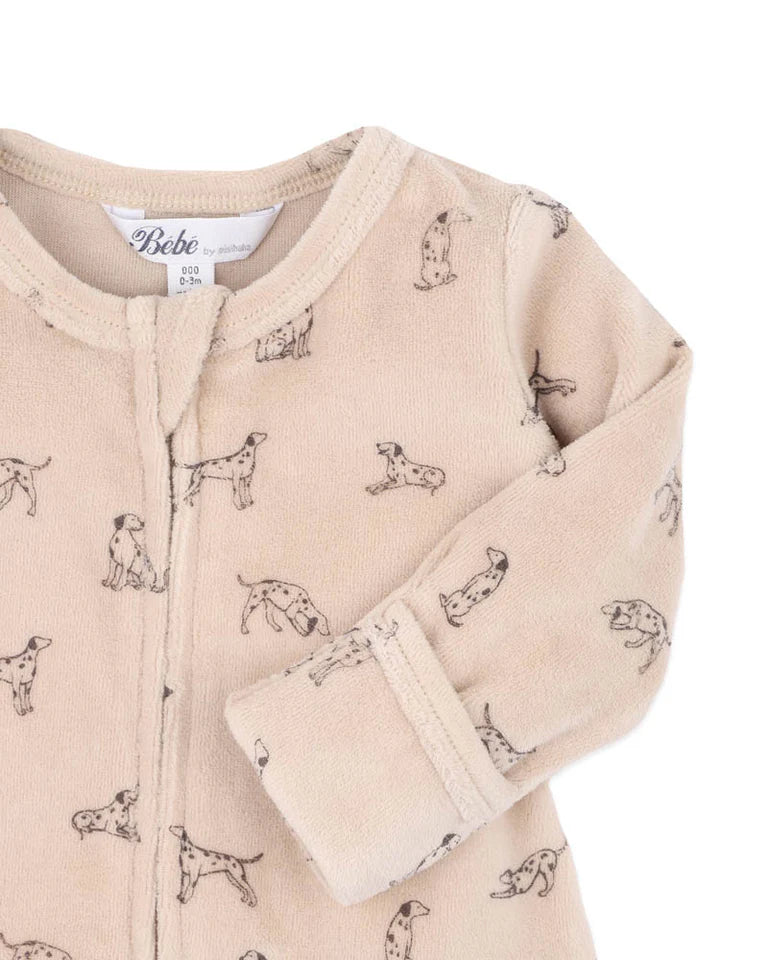 OTTO VELOUR ZIP ONESIE