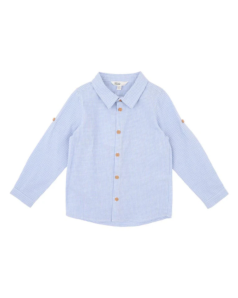 JAKE BLUE CHECK LS SHIRT 2-7 YRS