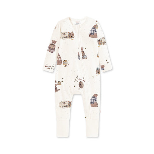 Bamboo zipsuit - honey bears
