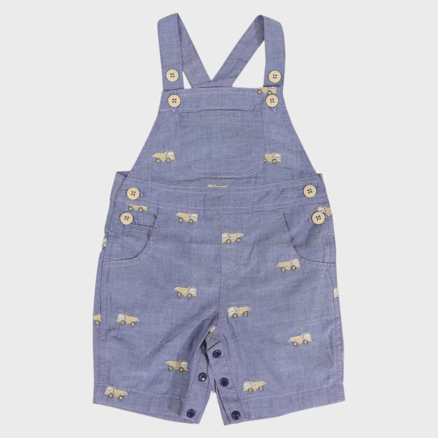 Embroidered Truck Chambray Overall Dark