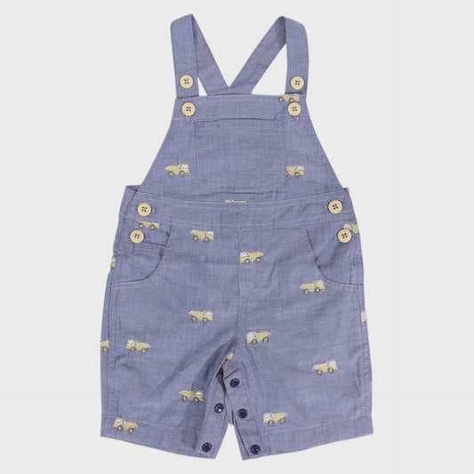 Embroidered Truck Chambray Overall Dark