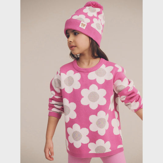 Raspberry Daisy Knit Jumper