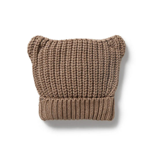Coco Speckle Organic Knitted Bear Hat