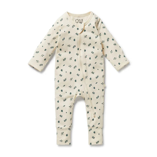 Twilight Leaf Organic Zipsuit with Feet