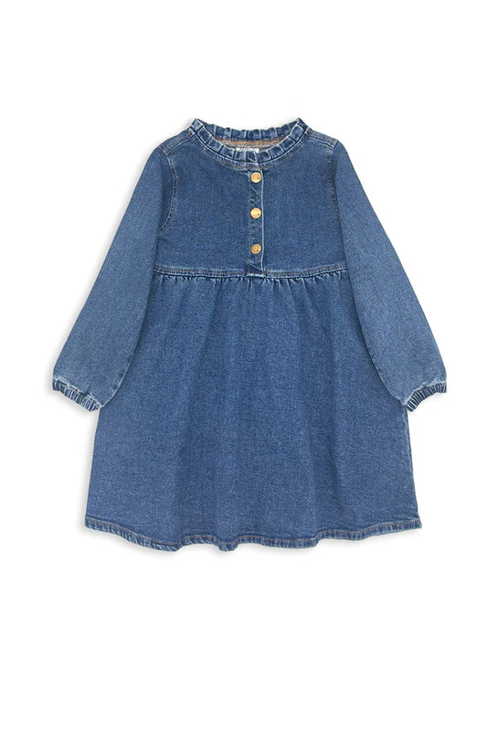 Girls Mid Wash Denim Dress