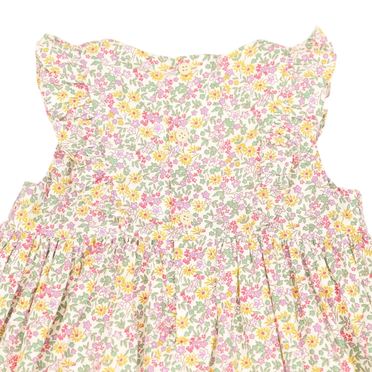 Frill Smocked Dress Yellow Floral