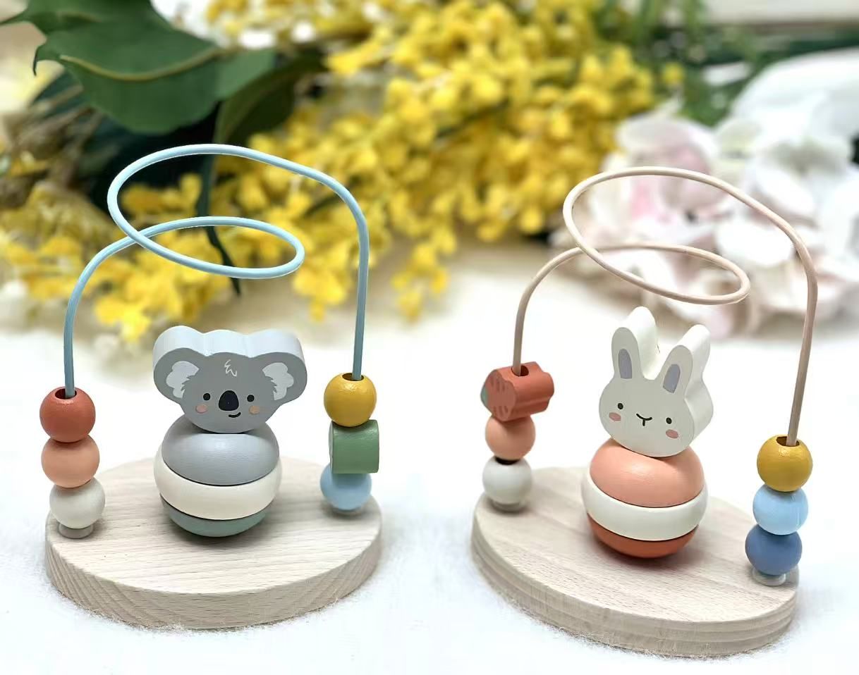 Wooden Koala And Bunny Stacking Bead Maze