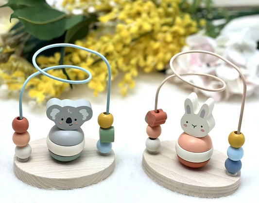 Wooden Koala And Bunny Stacking Bead Maze