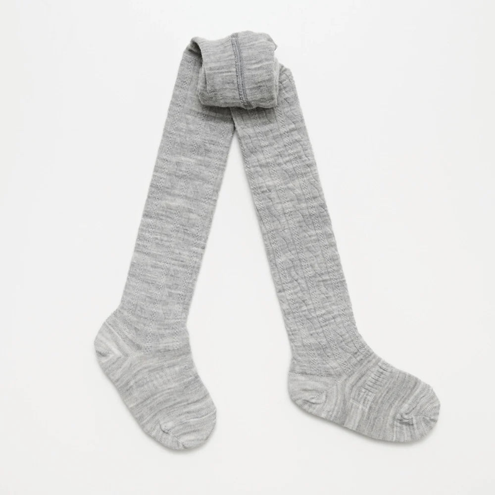 Merino Wool Cable Tights | BABY + CHILD | Light Grey