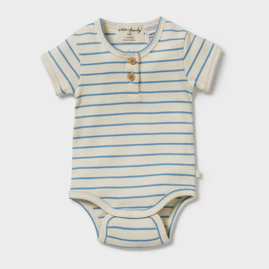Petit Blue Organic Henley Bodysuit