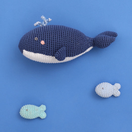 Crochet Wilbert Whale Rattle Toy