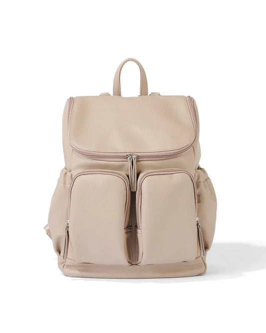 Dimple Faux Leather Nappy Backpack - Oat