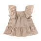 Cotton Frill Sleeve Dress - Wheat Stripe