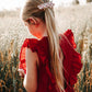 Girls Florence Summer Dress - Red Linen
