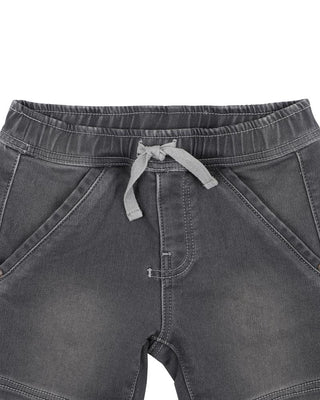 Charcoal Knit Denim Shorts - Charcoal