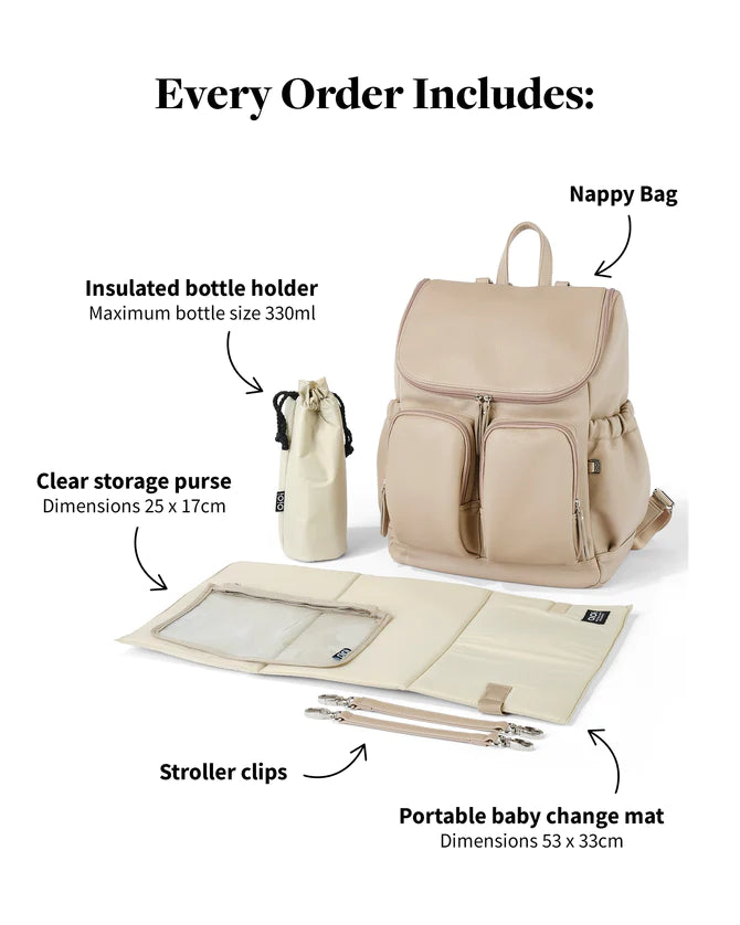Dimple Faux Leather Nappy Backpack - Oat