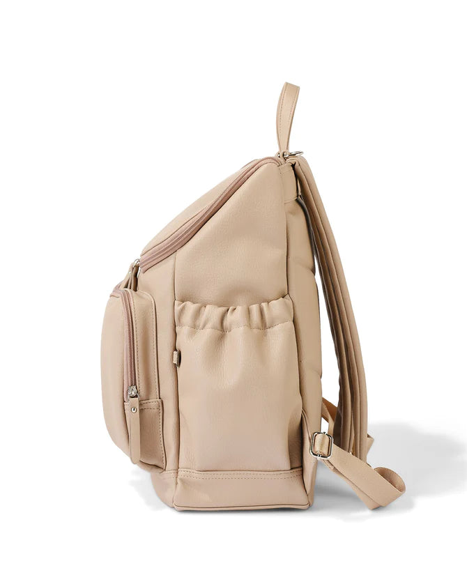 Dimple Faux Leather Nappy Backpack - Oat